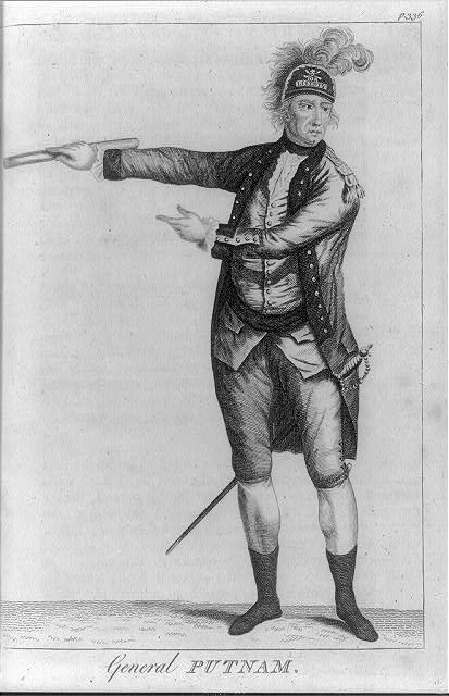 General Putnam, full-length engraving, 1780. Shows Putnam in command, pointing and directing troops.
