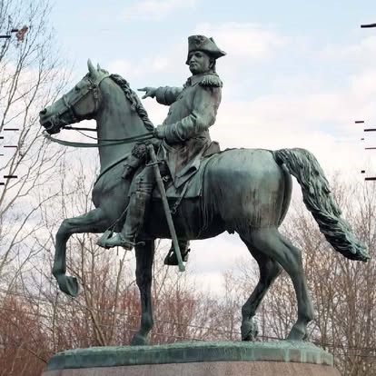 Bronze equestrian statue of General Israel Putnam, Brooklyn, Connecticut.
